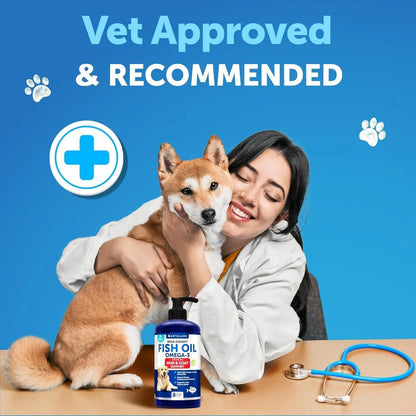 Omega 3 Fish Oil for Dogs 8 FL OZ Better than Salmon Oil Skin and Coat Defense