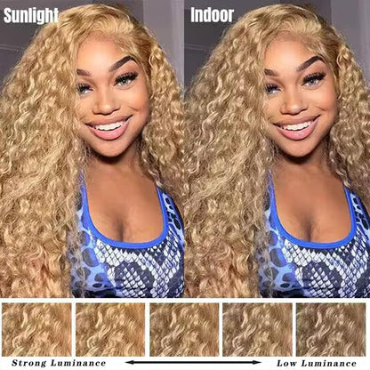 Human Hair Wig 5X5 27 Dark Brown Deep Wave Lace Front Wigs Human Hair Wig 200% Density