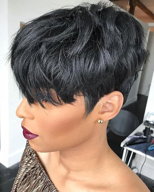 Short Curly Pixie Cut Wig Human Hair Short Wigs for Black Women Pixie Cut Wigs Human Hair Short Human Hair Pixie Cut Glueless Wig Short Wigs Natural Curly Color 1B