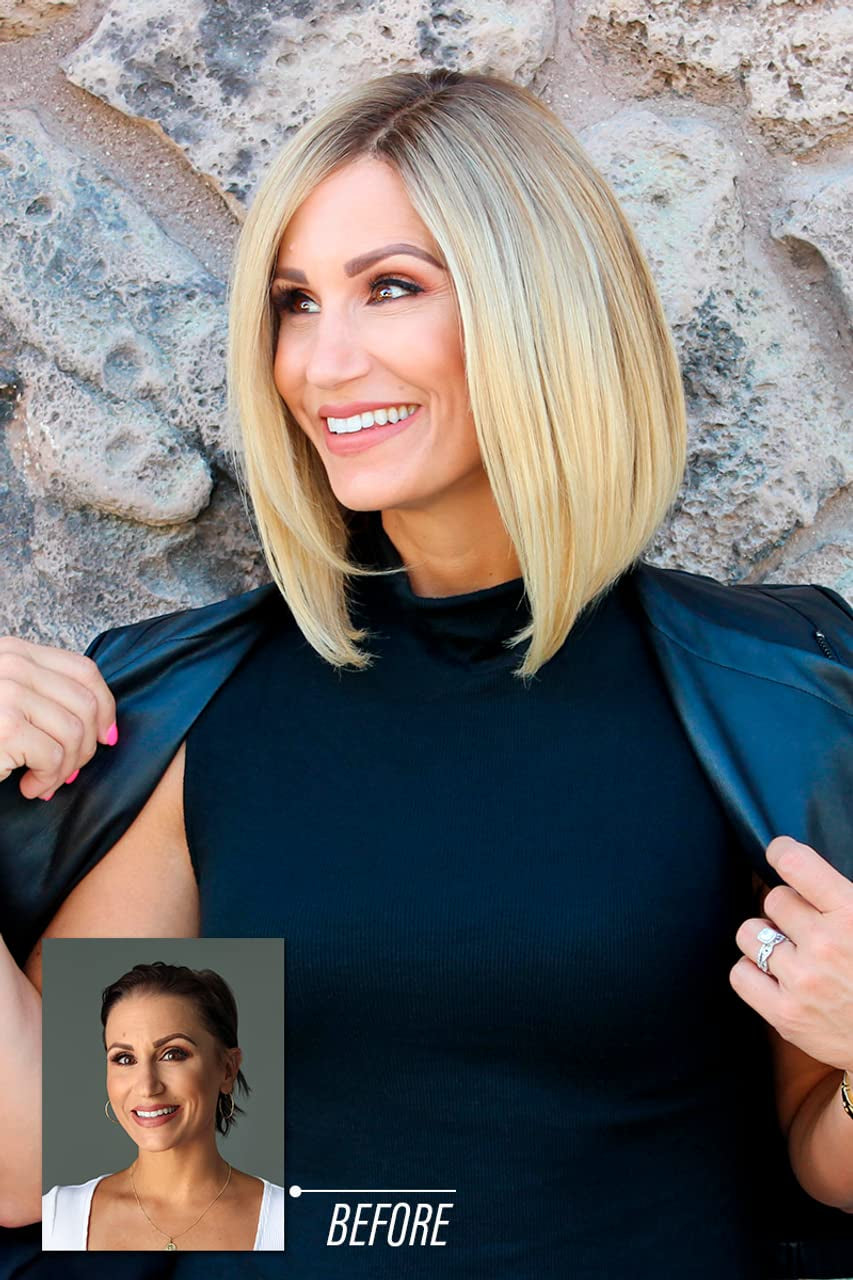 Carrie Petite (Exclusive) Lace Front & Monofilament Human Hair Wig by  in 27T613S8, Length: Medium