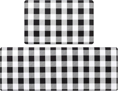 anti Fatigue Kitchen Mat Set of 2, Farmhouse Kitchen Rugs Non Skid Washable, Cushioned Kitchen Mats for Floor, Waterproof Memory Foam Kitchen Floor Mats, Standing Desk Mat Kitchen Runner Carpet